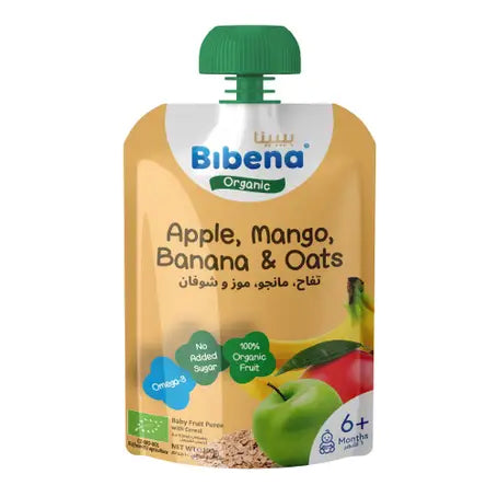 Bibena Organic Puree Apple, Mango, Banana & Oats 100g