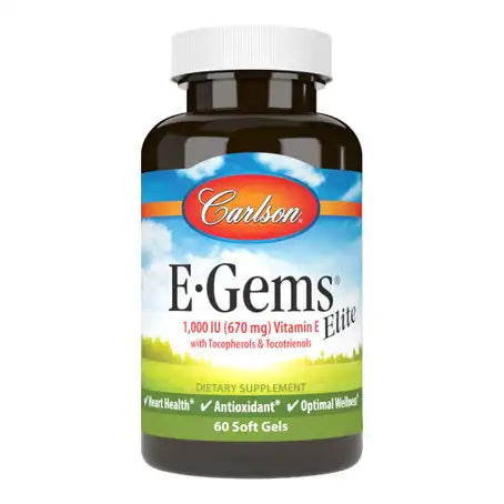 Carlson E-Gems Elite 1000 IU Vitamin E 60 Softgels