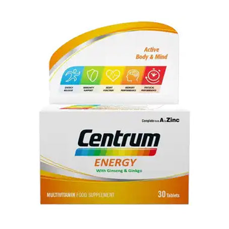 Centrum Energy Multivitamins with Ginseng & Ginkgo 30 Tablets