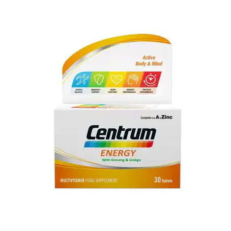 Centrum Energy Multivitamins with Ginseng &amp; Ginkgo 30 Tablets