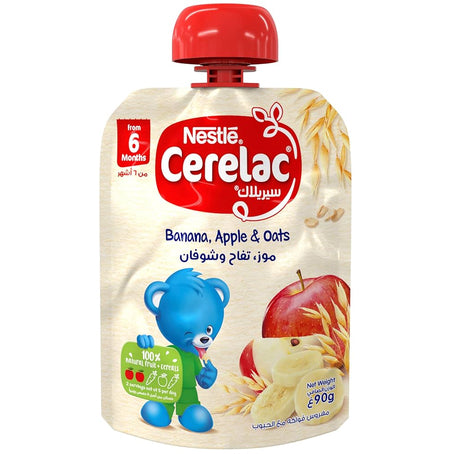 Cerelac Wheat 400g + Puree Apple, Banana & Oats 90g (6 months +)