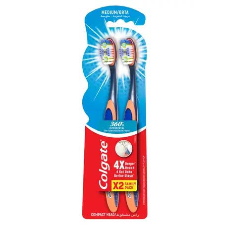 Colgate 360 Interdental Medium Toothbrush (2 Pcs)