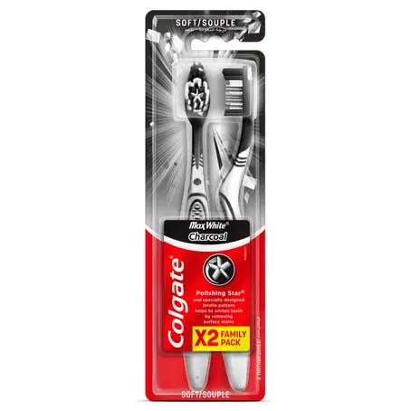 Colgate Max White Charcoal Soft Toothbrush (2 Pcs)