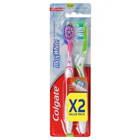 Colgate Max White Medium Toothbrush 2 Pcs