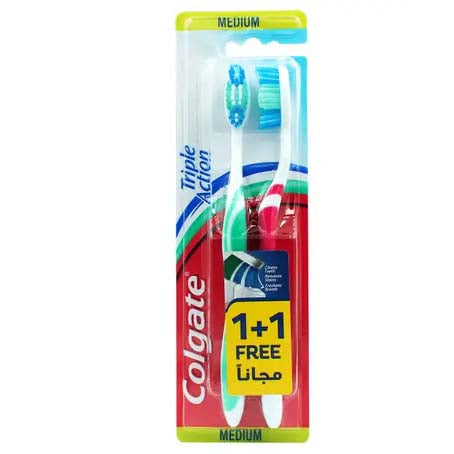 Colgate Triple Action Medium Toothbrush (2 Pcs)