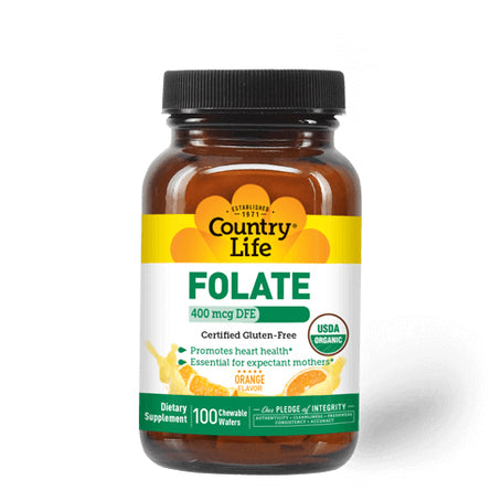 Country Life Folate 400 mcg 100 Chewable Orange Wafer