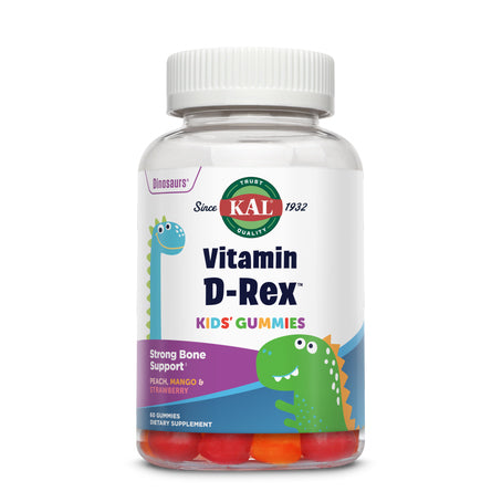 Kal Kids Dinosaurs Vitamin D-Rex 60 Peach & Strawberry Gummies