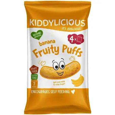 Kiddylicious Banana Fruity Puffs +7 Months - 4 Packs