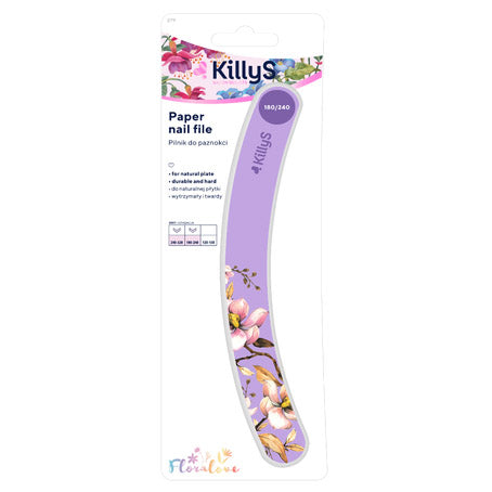 Killys Nail File 180/240 Straight Floralove Pink