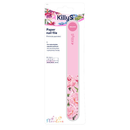 Killys Nail File 180/240 Straight Floralove Pink