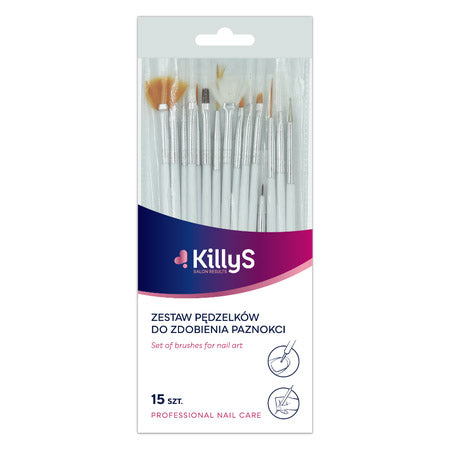 Killys Set of 15 Brushes for Nail Art