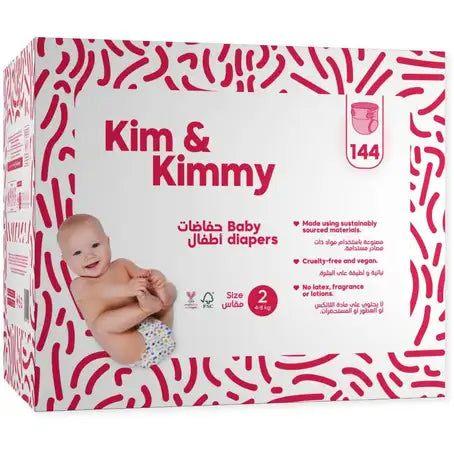 Kim & Kimmy Diapers Size 2 Mega Box 144 Diapers