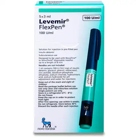 Levemir 100 IU by ml Flexpen 5 pcs 3 ml (Refrigerator)