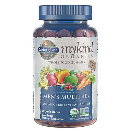 My Kind Organics Men's Multi Fruit & MultiVitamin 40+ 12 Gummies Organic Berry Flavour