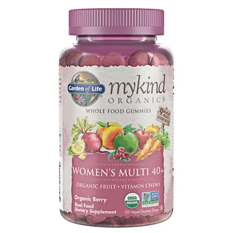 MyKind Organics Women's Multi Fruit + Vitamin 40+ Gummies - Organic Berry Flavour (120 Gummies)