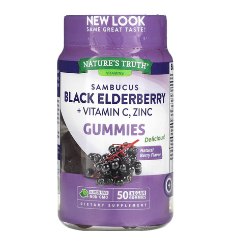 Nature's Truth Black Elderberry, Vit C & Zinc 50 Gummies