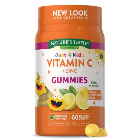 Nature's Truth Just 4 Kidz Vitamin C + Zinc 60 Lemon Gummies