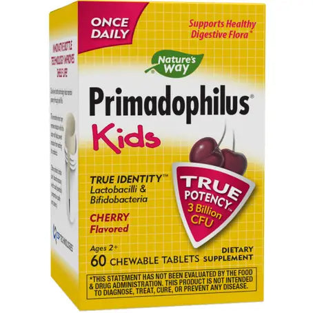 Nature's Way Primadophilus Kids 3 Billion (Ages 2-12) - Cherry Flavor - 60 Chewable Tablets