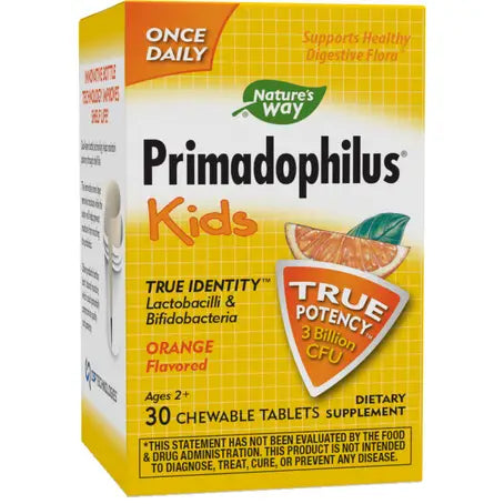 Nature's Way Primadophilus Kids 3 Billion (Ages 2-12) Orange 30 Chewable Tablets