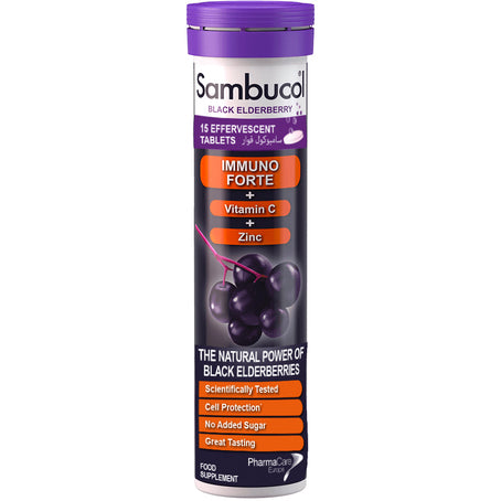 Sambucol Black Elderberry + Vitamin C & Zinc 15 Effervescent Tablets