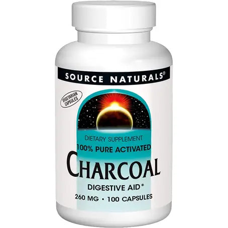 Source Naturals 100% Activated Charcoal 260 mg - 100 Capsules