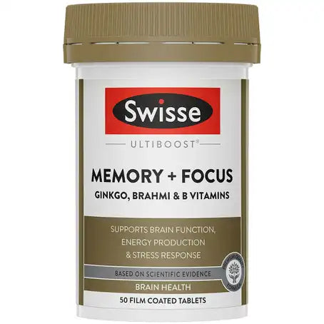 Swisse Ultiboost Memory + Focus Ginkgo &amp; B Vitamins 50 Tablets