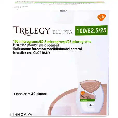 Trelegy Ellipta 100 by 62.5 by 25 Mcg Inhalation