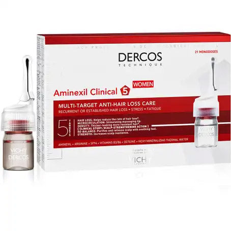 Vichy Dercos Aminexil Clinical 5 Anti-Hair Fall Treatment for Women (x2 Doses, 6ml each)