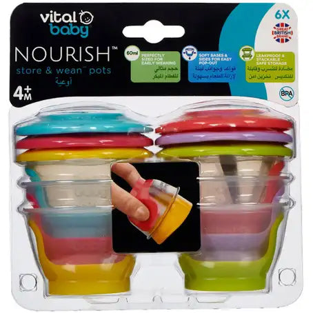 Vital Baby Nourish Store & Wean Pots 60ml 6-Pack